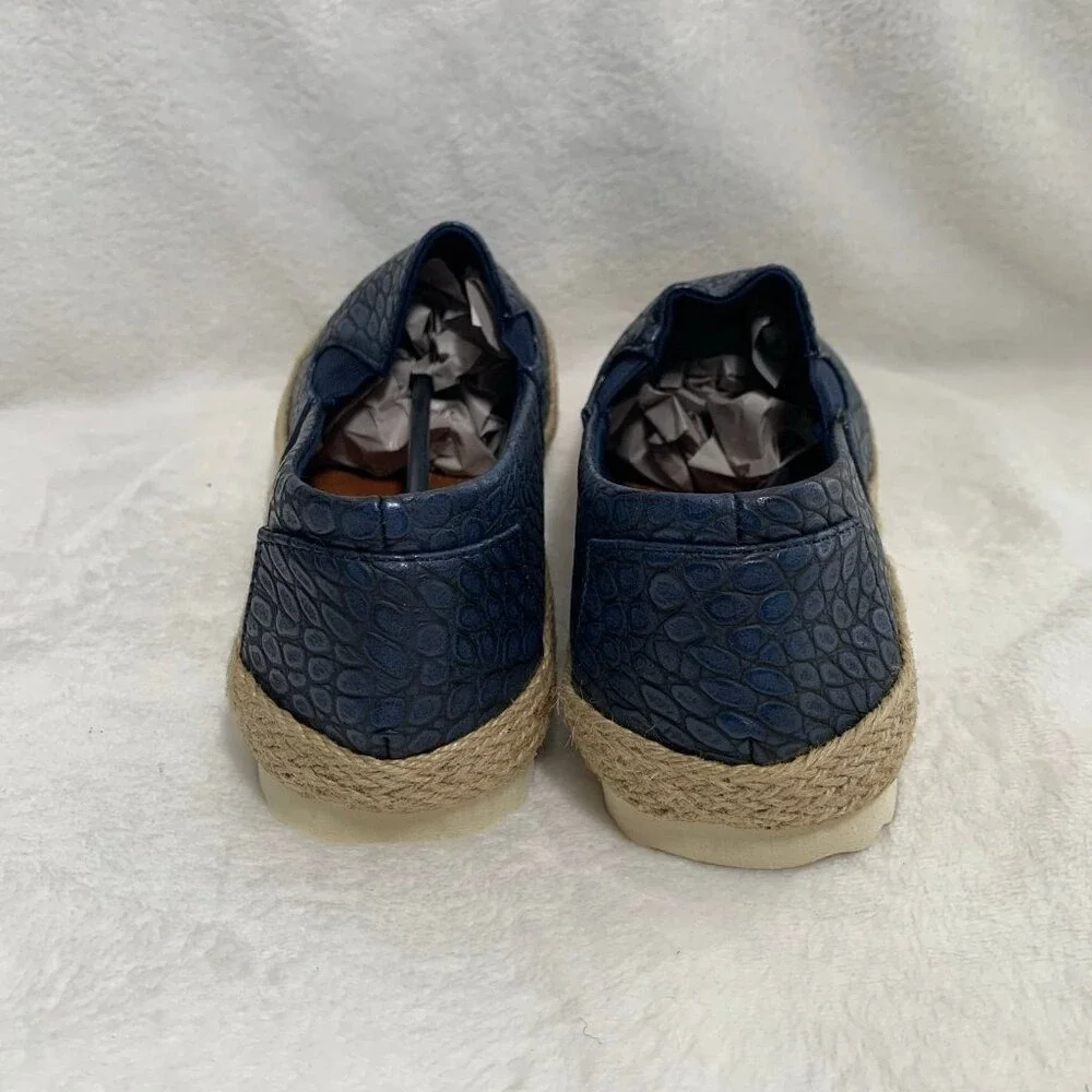 Electric Karma Lulu Espadrille Slip On Womens‎ 11 Navy Blue Embossed Platform